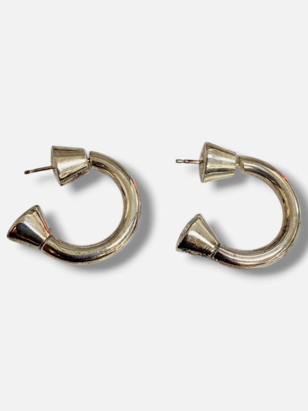Bottega Veneta Womens Sterling Silver Ellipse Hoop Earrings